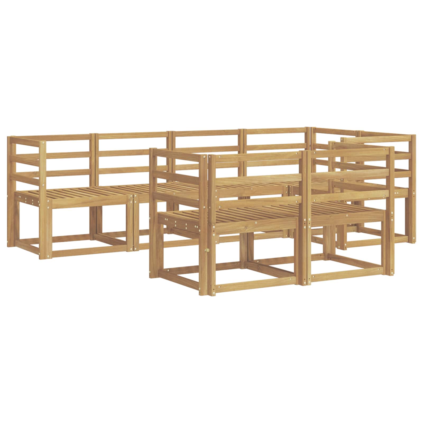 vidaXL Outdoor Sofa Set 7 pcs White Solid Acacia Wood 2