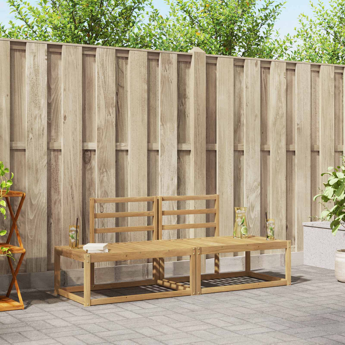 Outdoor Sofa Set 2 pcs Solid Acacia Wood White