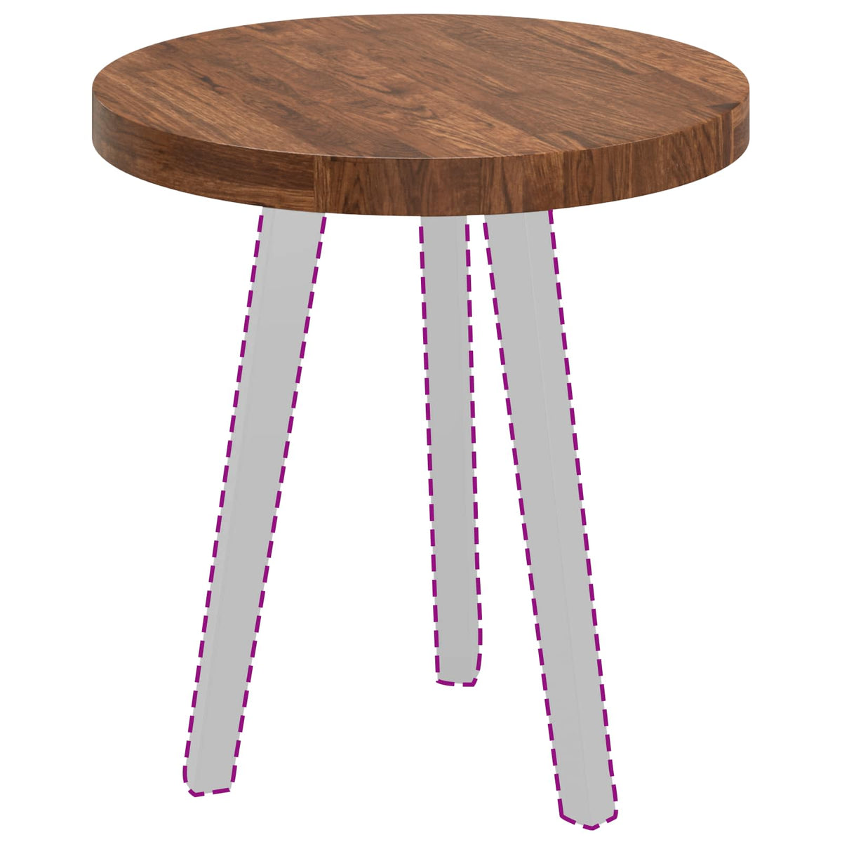 Table Top Round Solid Oak Wood Light Brown