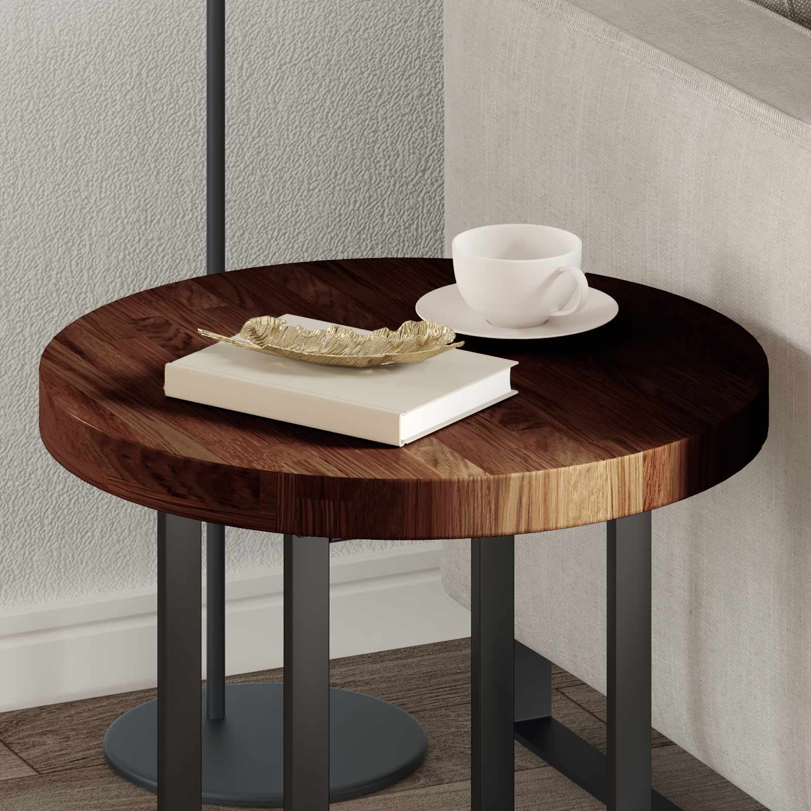 vidaXL Table Top Ø 50 x 4 cm Round Solid Oak Wood Dark Brown 4
