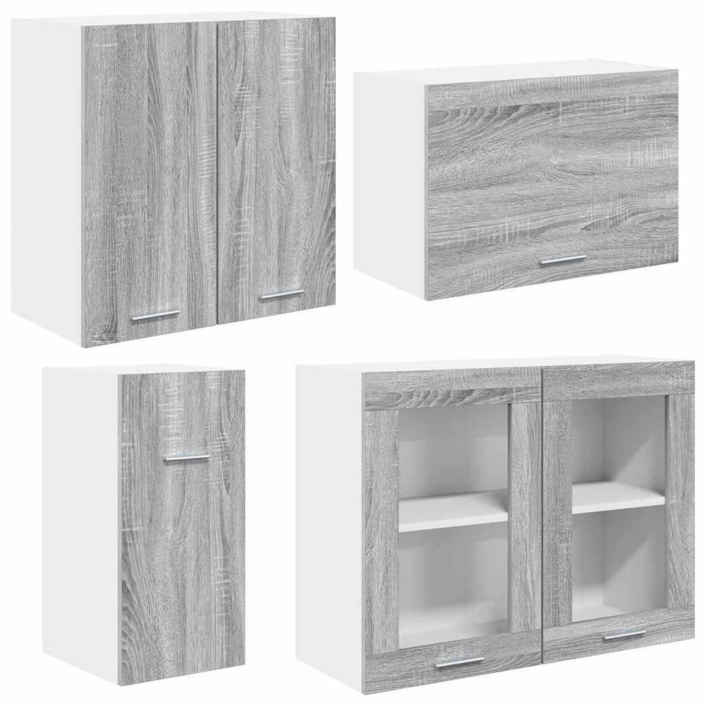 Kitchen Unit Lyon 8 pcs Engineered Wood Grey sonoma