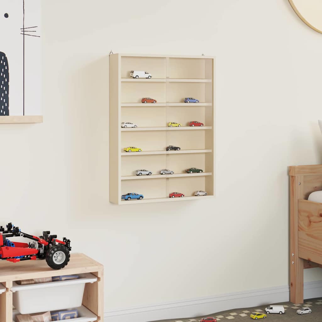 vidaXL Wall Display Case with Shelf Beige 40 x 8.5 x 54 cm Plywood 4