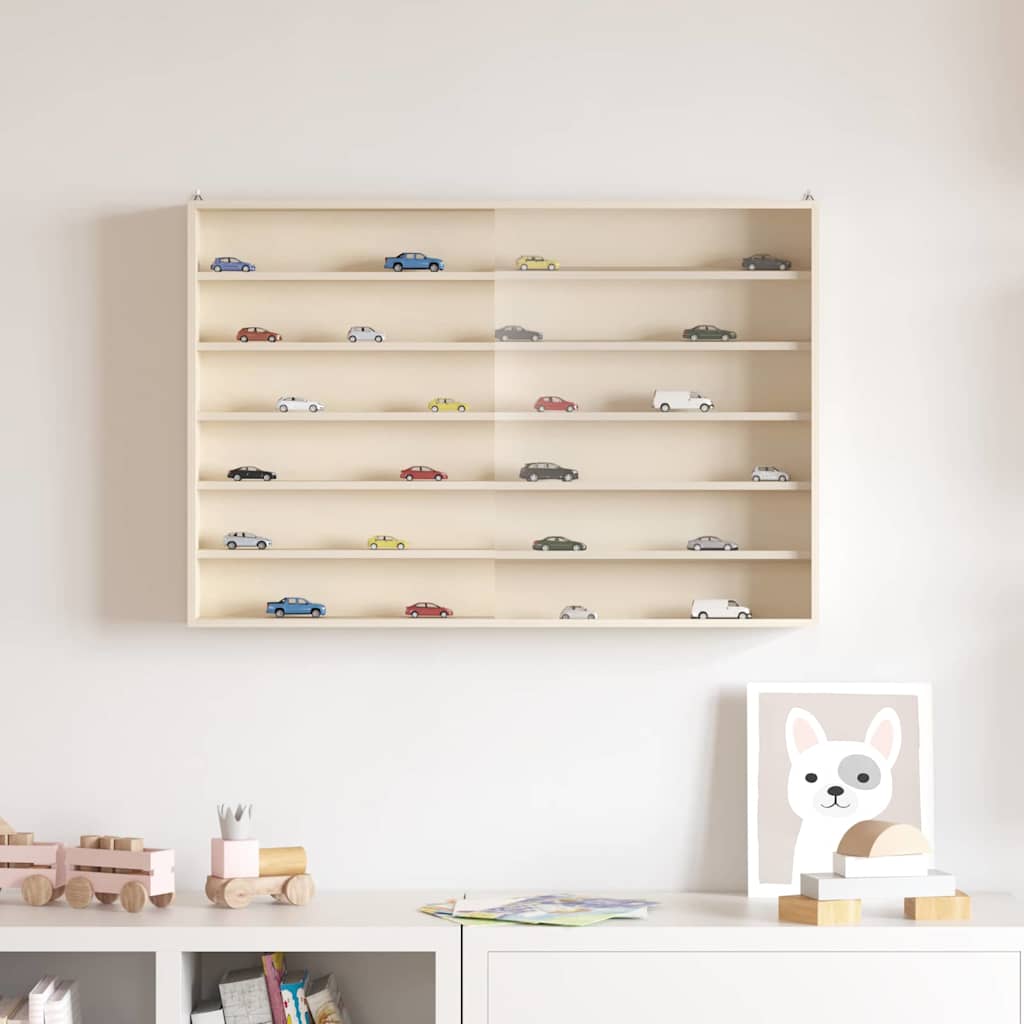 vidaXL Wall Display Case with Shelf Beige Plywood