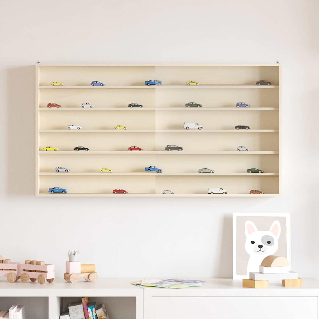 vidaXL Wall Display Case with Shelf Beige Plywood