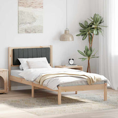 Bed Frame with Upholstered Headboard Light Grey 90 x 190 cm Brown and dark grey