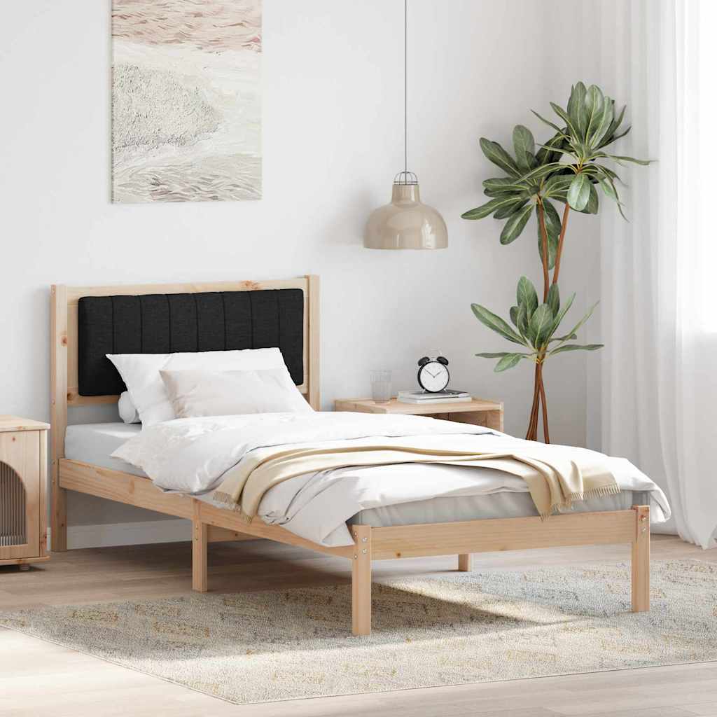 Bed Frame with Upholstered Headboard Light Grey 90 x 190 cm Brown and black