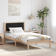 Bed Frame with Upholstered Headboard Light Grey 90 x 190 cm Brown and black