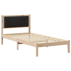 Bed Frame with Upholstered Headboard Light Grey 90 x 190 cm Brown and black