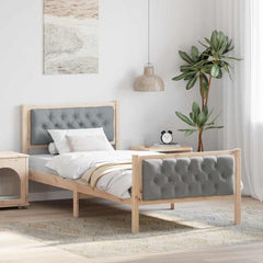 Bed Frame Light Grey Solid Pine Wood Brown and light grey 90 x 200 cm