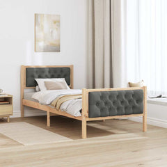 Bed Frame Light Grey Solid Pine Wood Brown and dark grey 90 x 200 cm