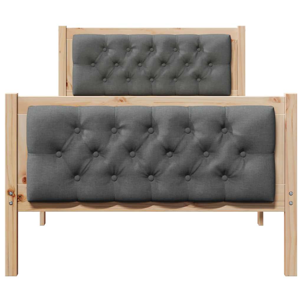 Bed Frame Light Grey Solid Pine Wood Brown and dark grey 90 x 200 cm