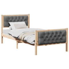 Bed Frame Light Grey Solid Pine Wood Brown and dark grey 90 x 200 cm