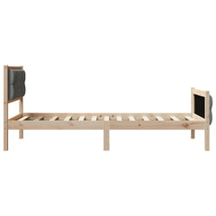 Bed Frame Light Grey Solid Pine Wood Brown and dark grey 90 x 200 cm