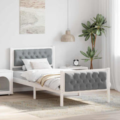 Bed Frame Light Grey Solid Pine Wood White and light grey 90 x 200 cm