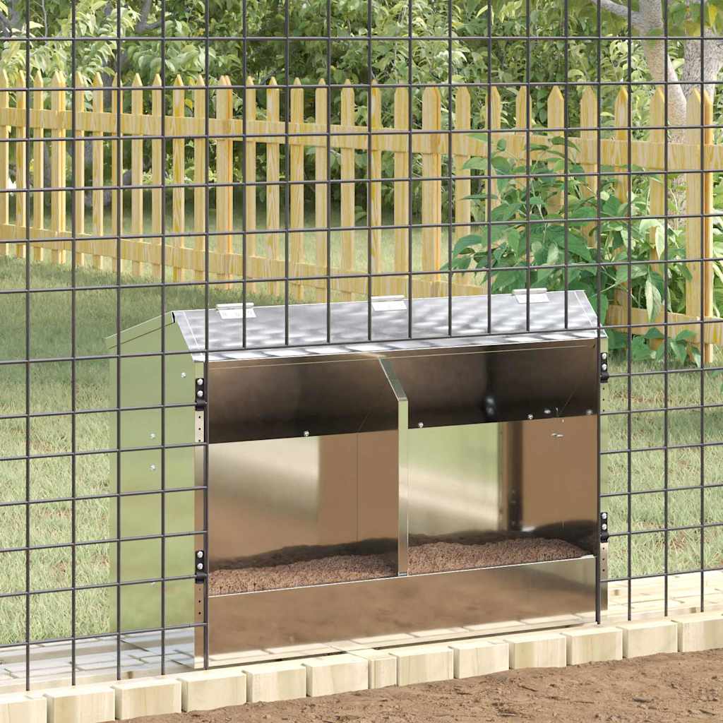 vidaXL Rabbit Feeder Silver 64.5 x 25.5 x 45.5 cm 6 kg 4
