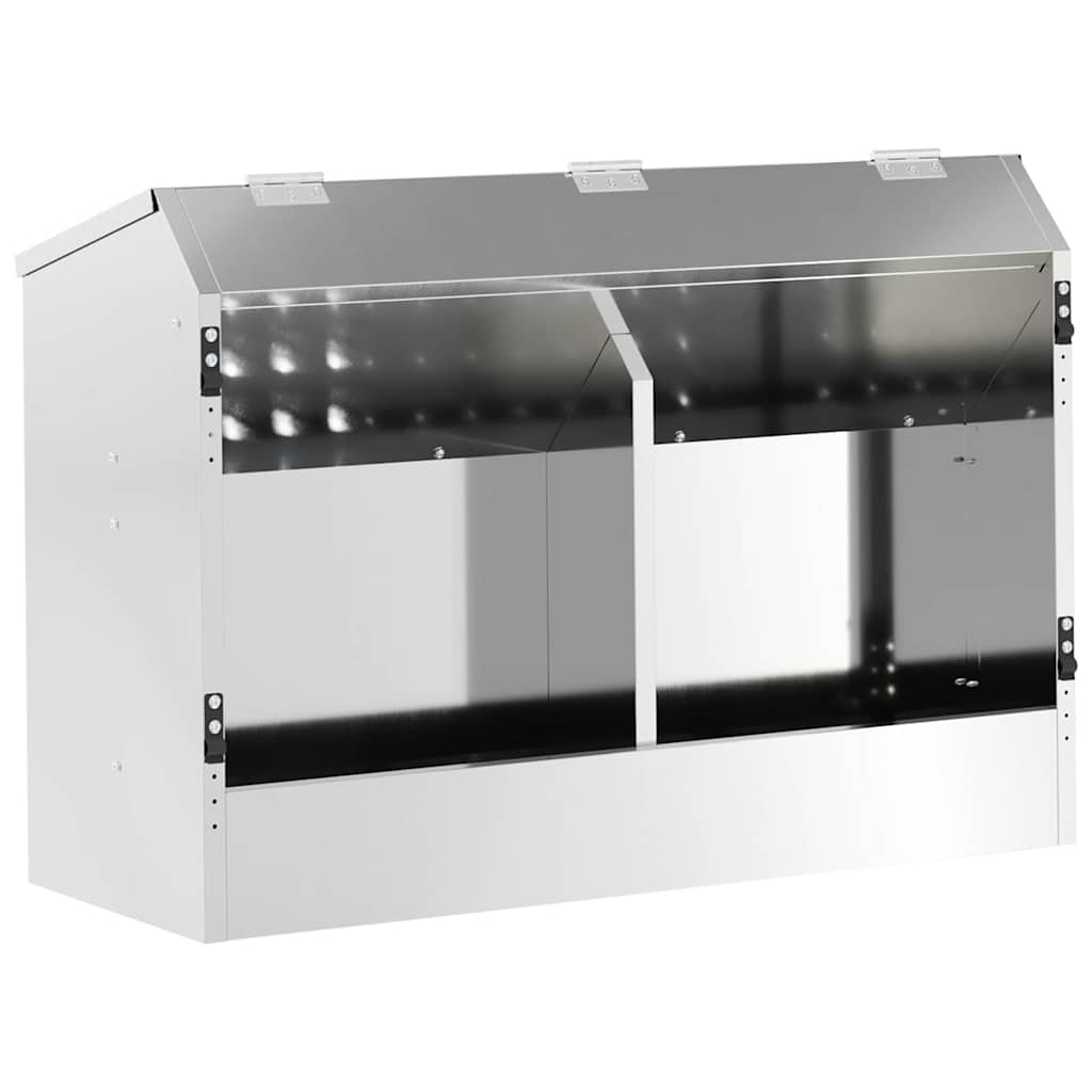 vidaXL Rabbit Feeder Silver 64.5 x 25.5 x 45.5 cm 6 kg 2