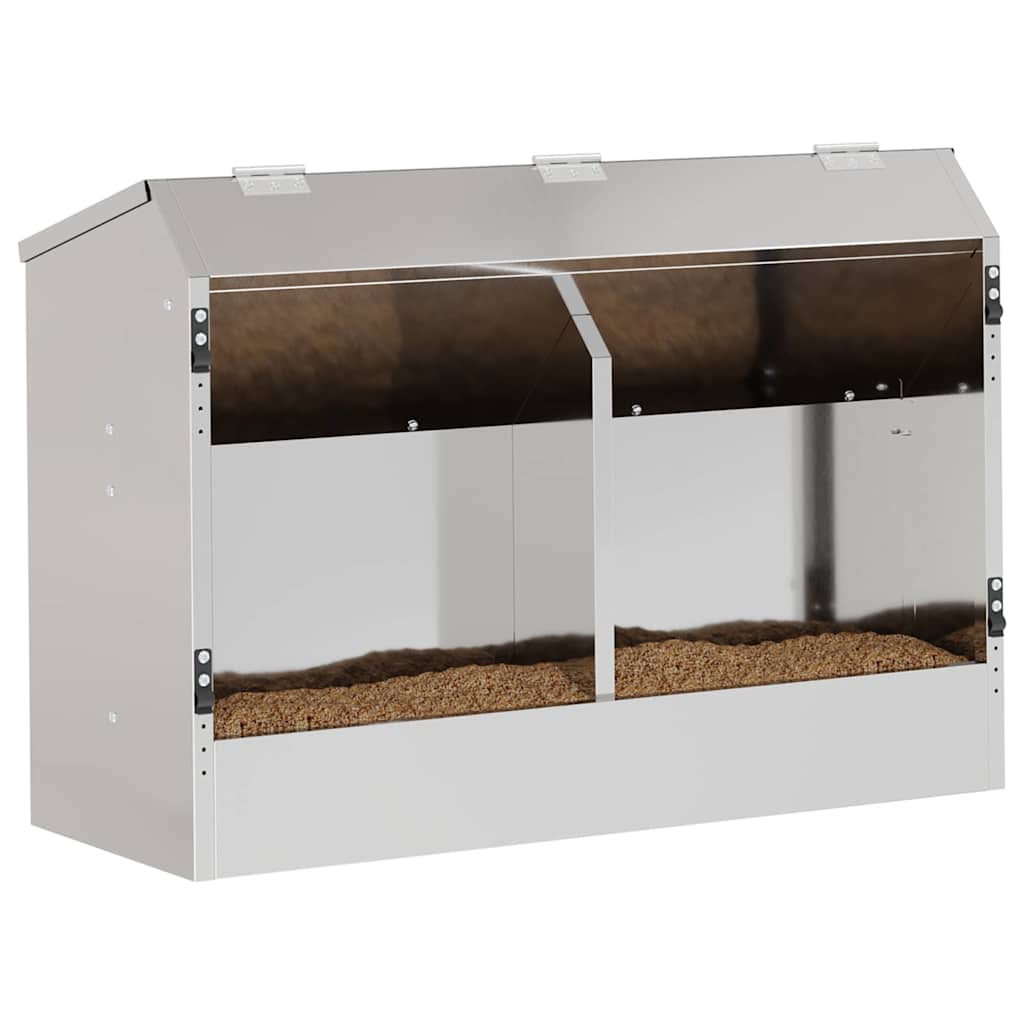 vidaXL Rabbit Feeder Silver 64.5 x 25.5 x 45.5 cm 6 kg 3
