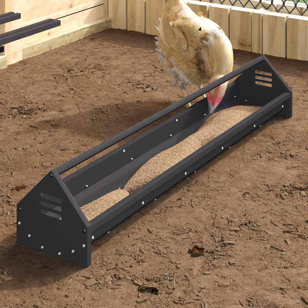 vidaXL Chicken Feeding Trough Black 108 x 20.5 x 20 cm 5 kg 1