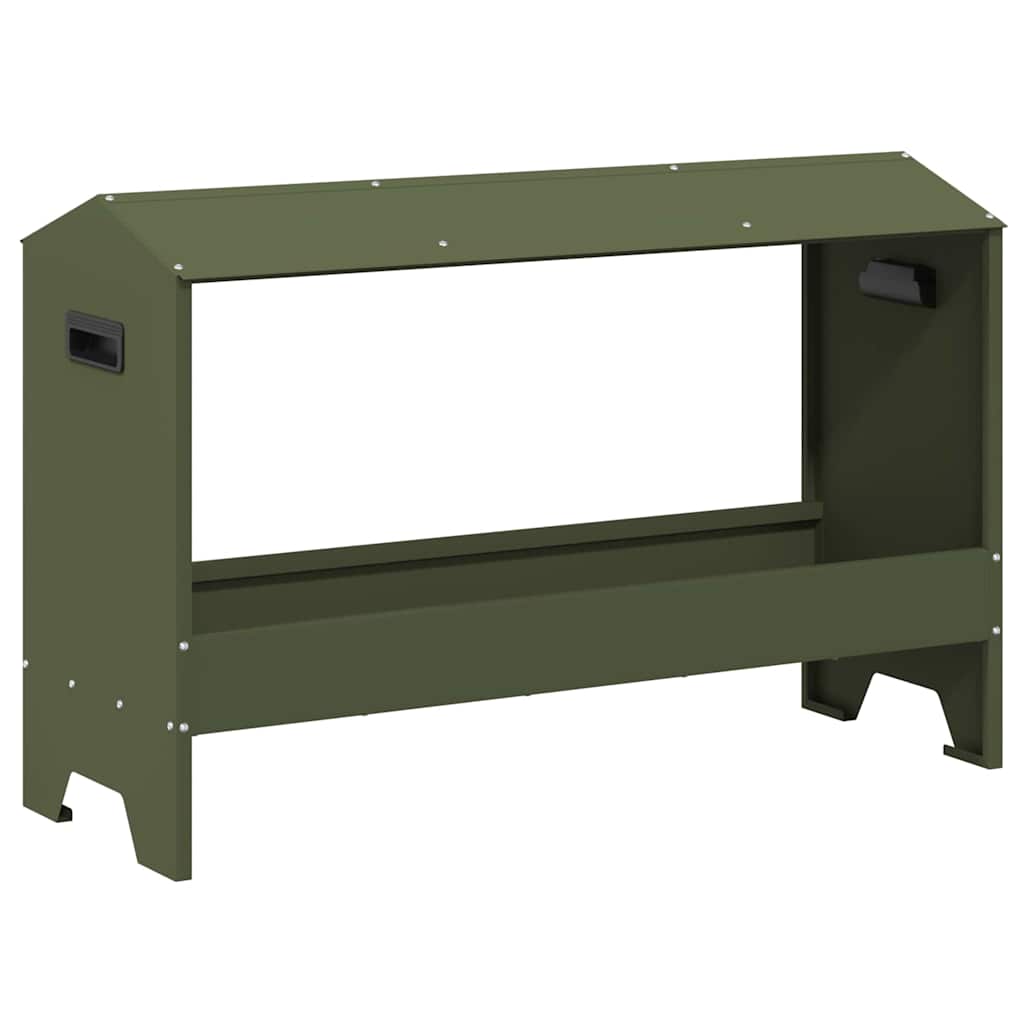 vidaXL Chicken Feeding Trough Olive Green 81 x 32 x 53.5 cm 2