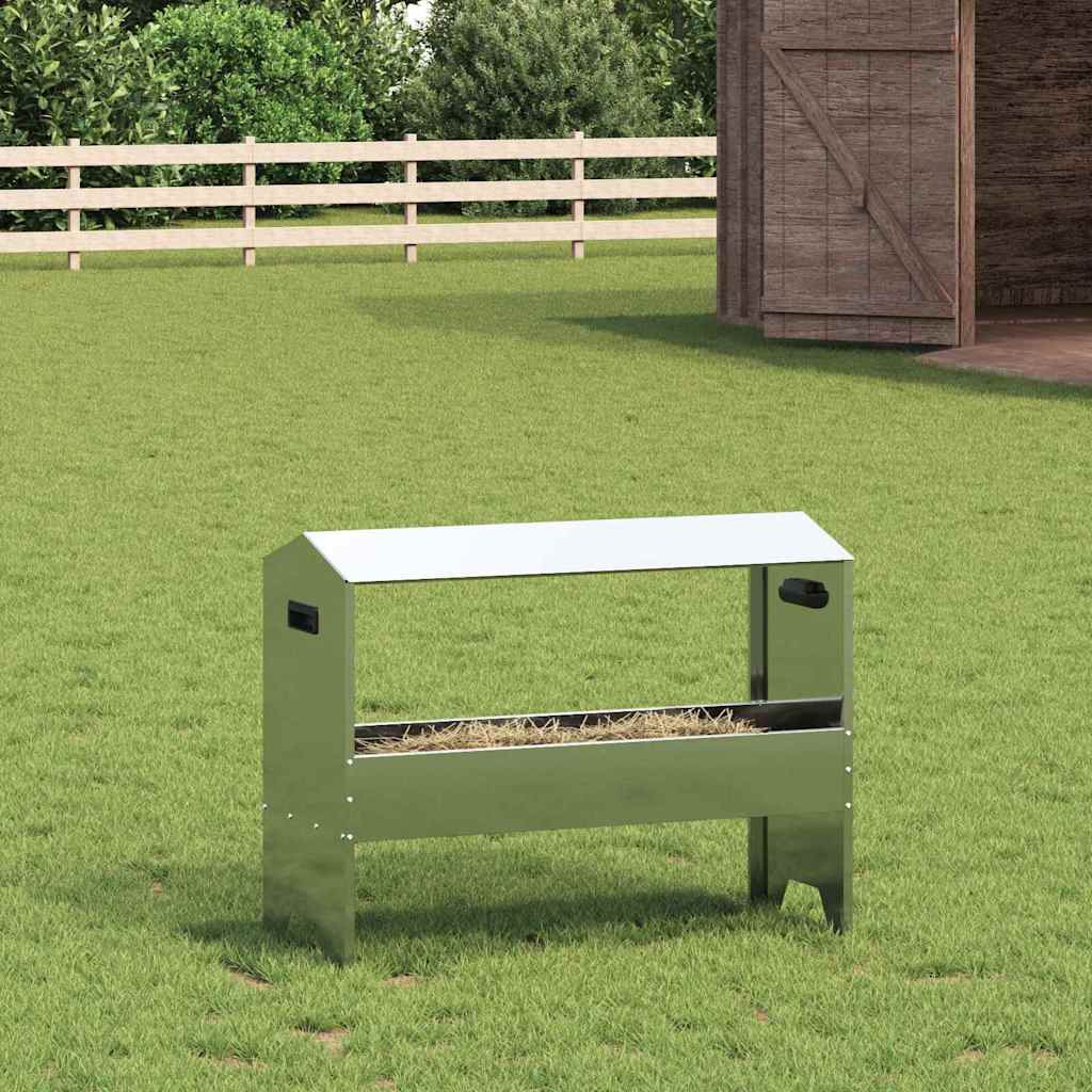 vidaXL Livestock Feeding Trough Silver 79 x 35 x 62 cm 15 kg 1