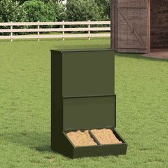 vidaXL Pig Feeder Olive Green 55 x 51 x 91.5 cm 20 kg 1