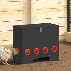 vidaXL Chicken Feeder Black 60.5 x 29 x 51 cm 25 kg Cold-Rolled Steel 1