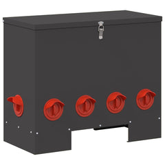 vidaXL Chicken Feeder Black 60.5 x 29 x 51 cm 25 kg Cold-Rolled Steel 2