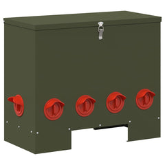 vidaXL Chicken Feeder Olive Green 60.5 x 29 x 51 cm 25 kg 2