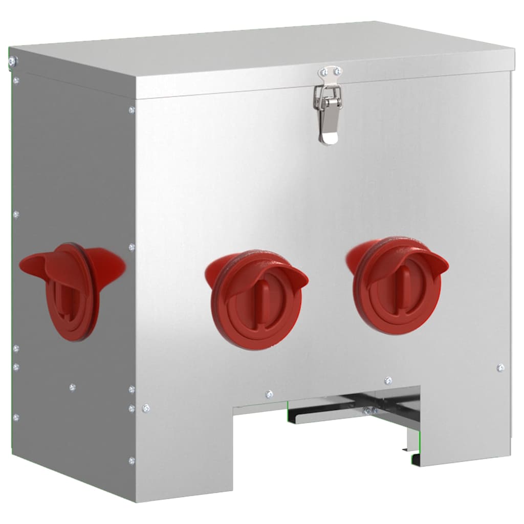 vidaXL Chicken Feeder Silver 40.5 x 25 x 38 cm 20 kg Galvanised Steel 2