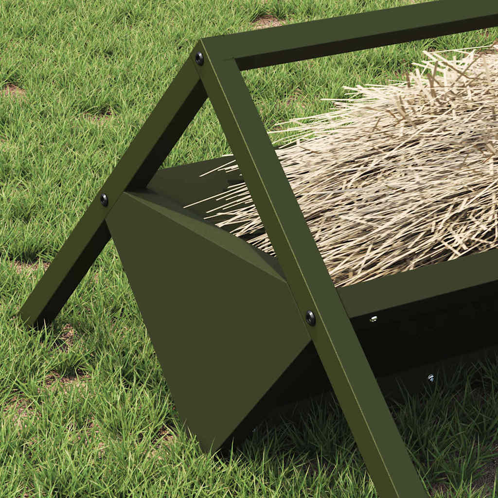 vidaXL Livestock Feeding Trough Olive Green 111 x 76 x 38 cm 10 kg 4