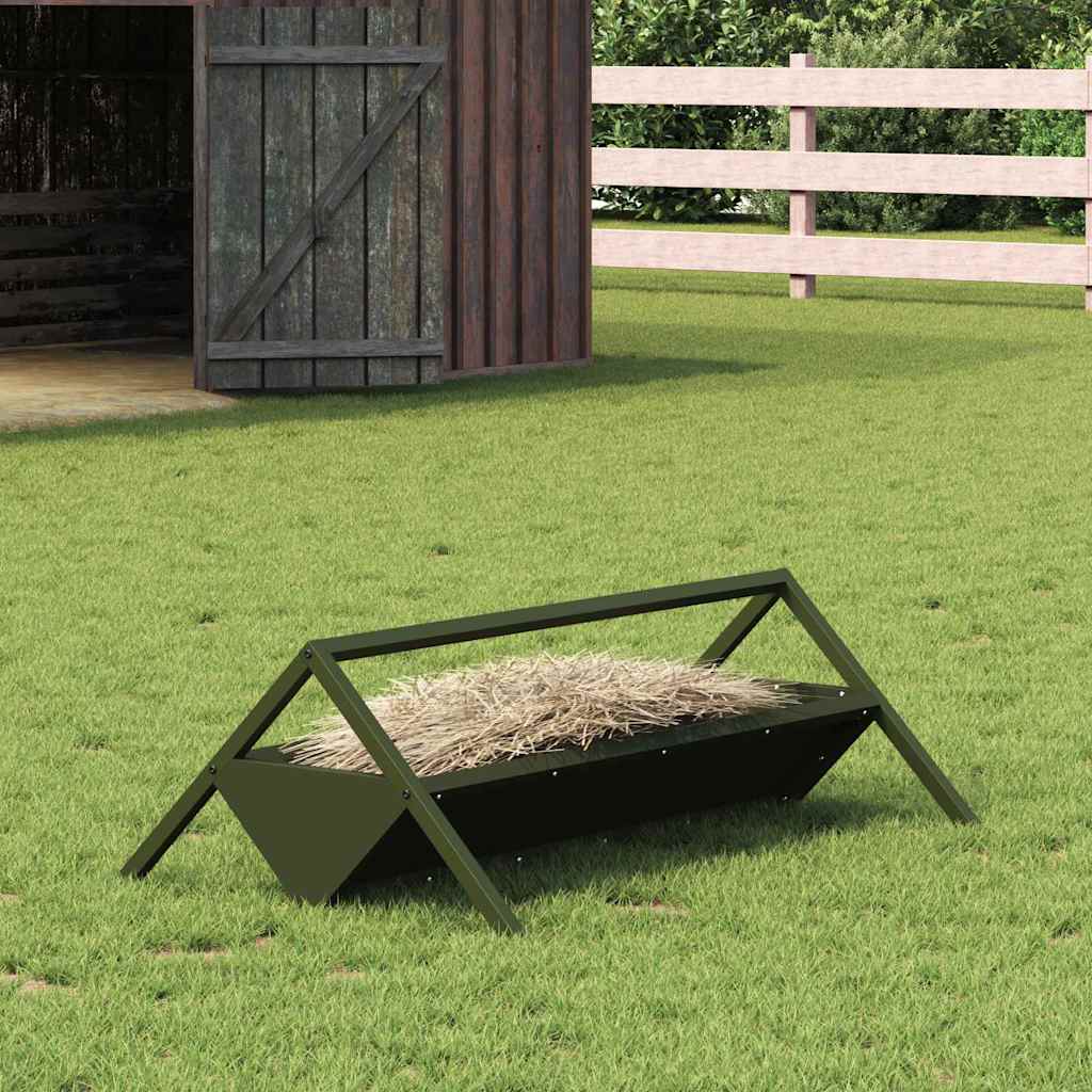 vidaXL Livestock Feeding Trough Olive Green 111 x 76 x 38 cm 10 kg 1
