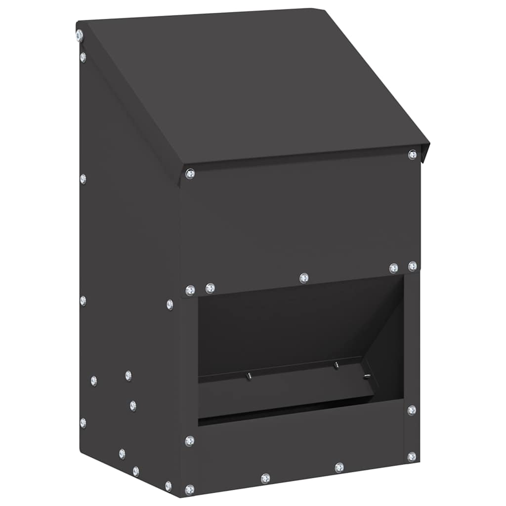 vidaXL Chicken Feeder Black 21 x 16 x 33 cm 3 kg Cold-Rolled Steel 2