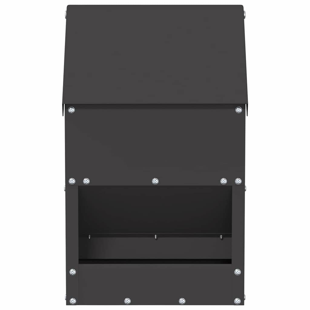 vidaXL Chicken Feeder Black 21 x 16 x 33 cm 3 kg Cold-Rolled Steel 4