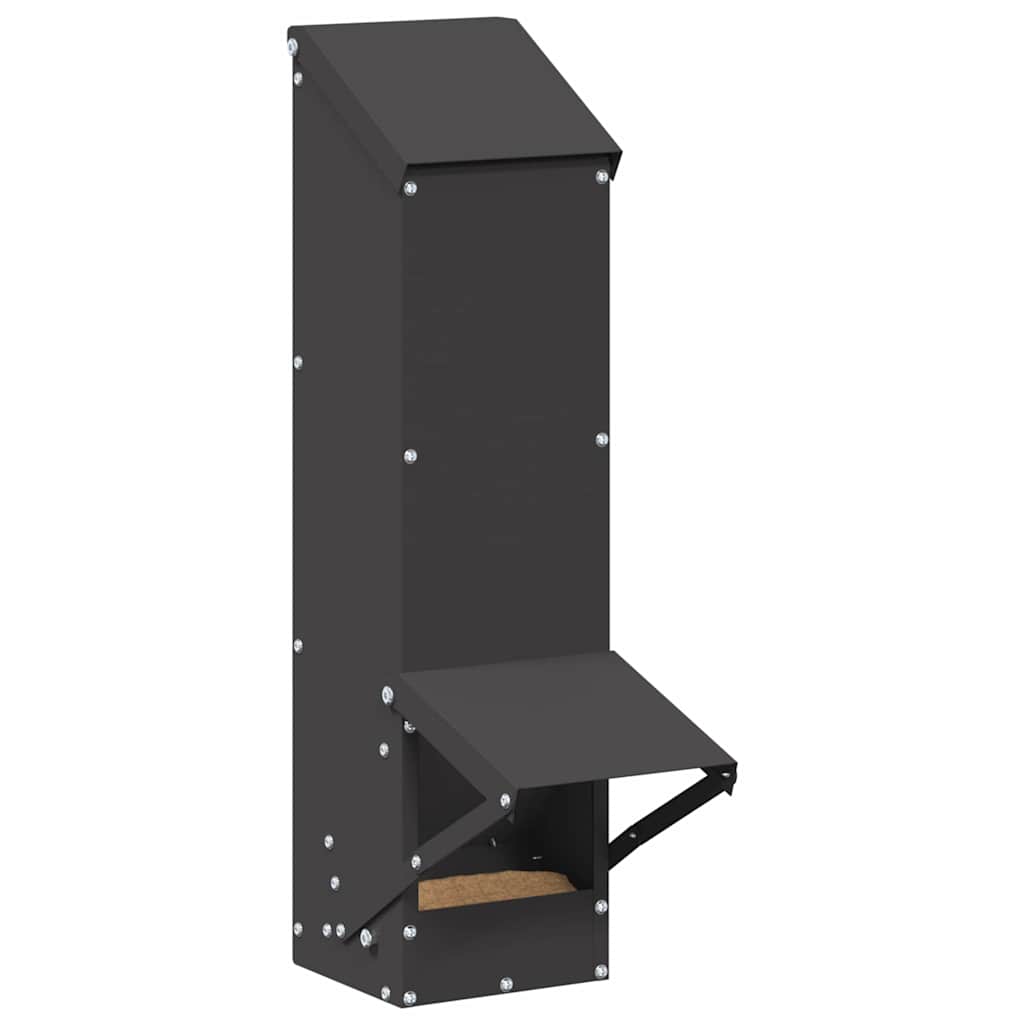 vidaXL Chicken Feeder Black 13 x 12 x 51 cm Cold-Rolled Steel 3