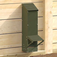 vidaXL Chicken Feeder Olive Green 13 x 12 x 51 cm Cold-Rolled Steel 1