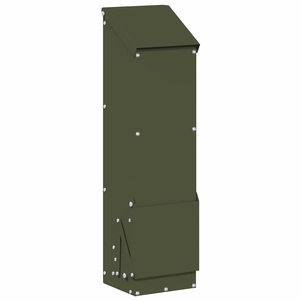 vidaXL Chicken Feeder Olive Green 13 x 12 x 51 cm Cold-Rolled Steel 2