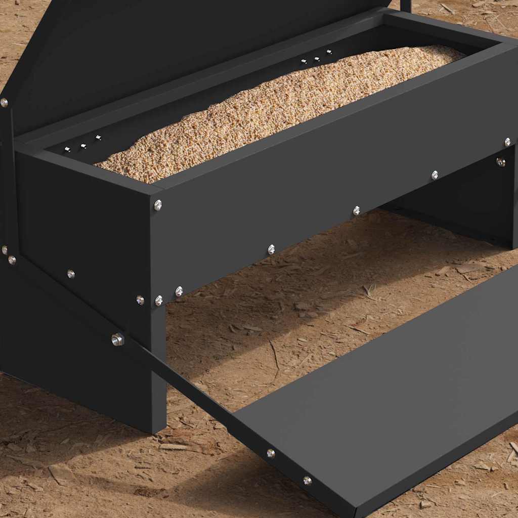 vidaXL Chicken Treadle Feeder Black 48.5 x 39.5 x 19 cm 5 kg 4