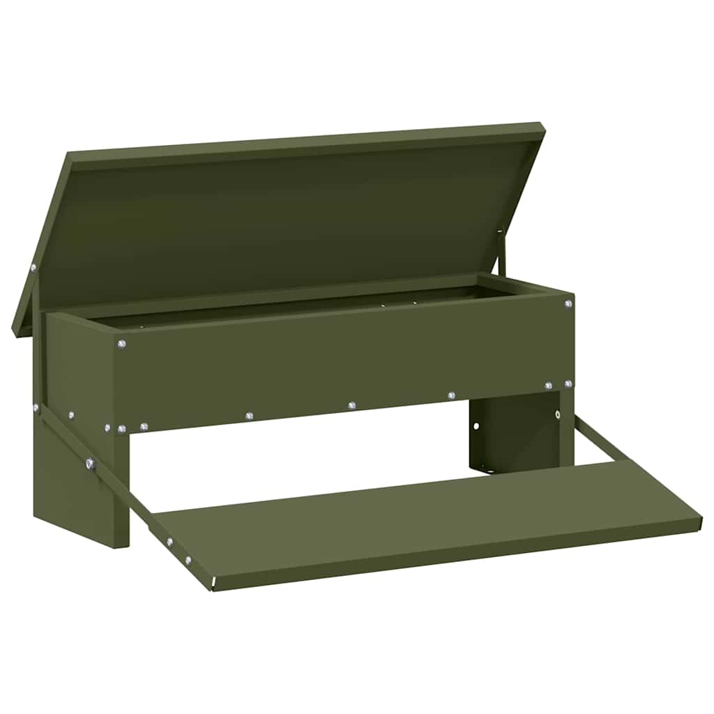 vidaXL Chicken Treadle Feeder Olive Green 48.5 x 39.5 x 19 cm 5 kg 2