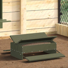 vidaXL Chicken Treadle Feeder Olive Green 75 x 53 x 20.5 cm 10 kg 1