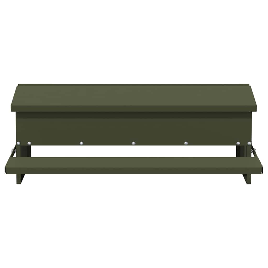 vidaXL Chicken Treadle Feeder Olive Green 75 x 53 x 20.5 cm 10 kg 6