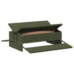 vidaXL Chicken Treadle Feeder Olive Green 75 x 53 x 20.5 cm 10 kg 3