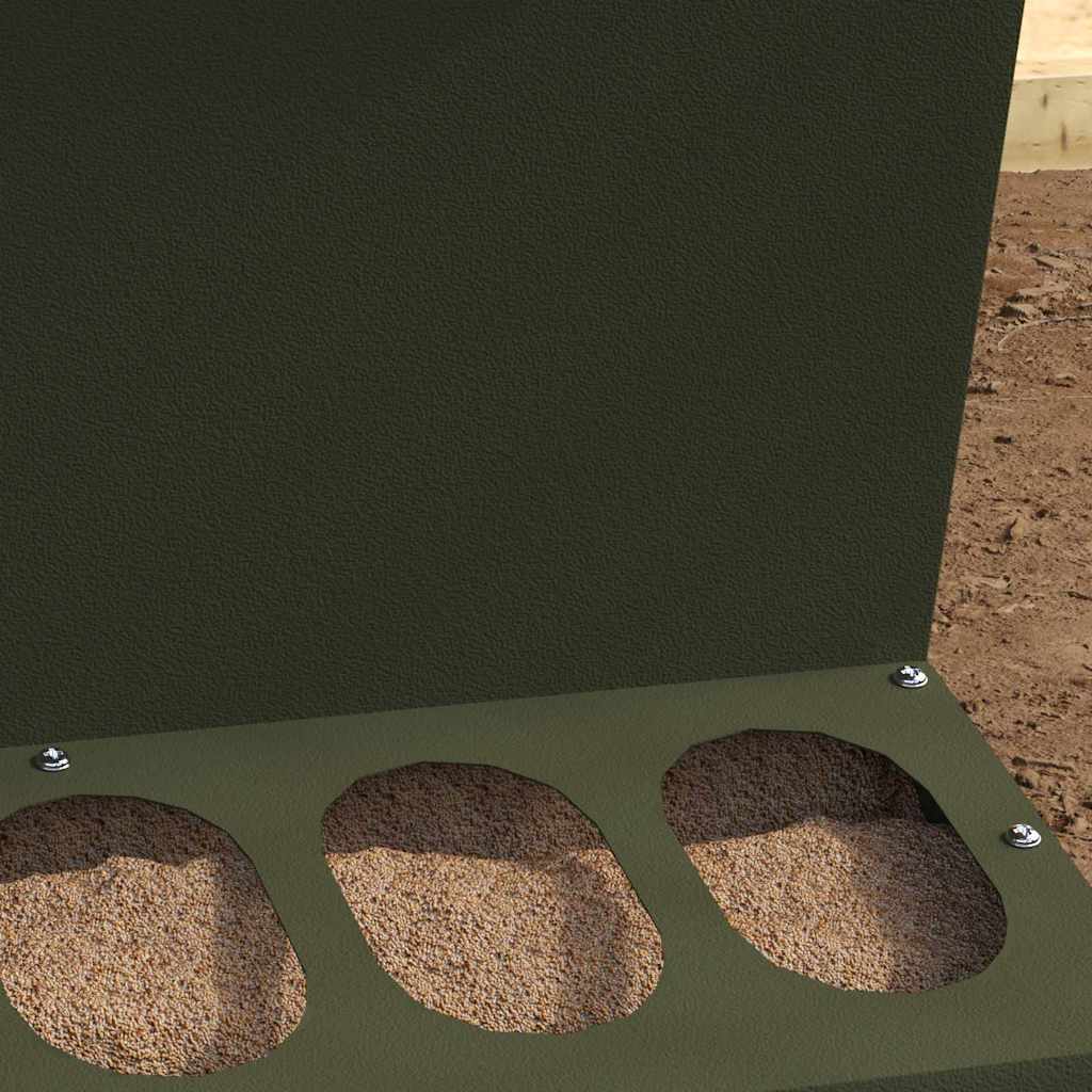 vidaXL Chicken Feeder Olive Green 40 x 40 x 45 cm Cold-Rolled Steel 4