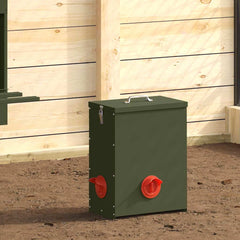 vidaXL Chicken Feeder Olive Green 32.5 x 20.5 x 43 cm 25 kg 1