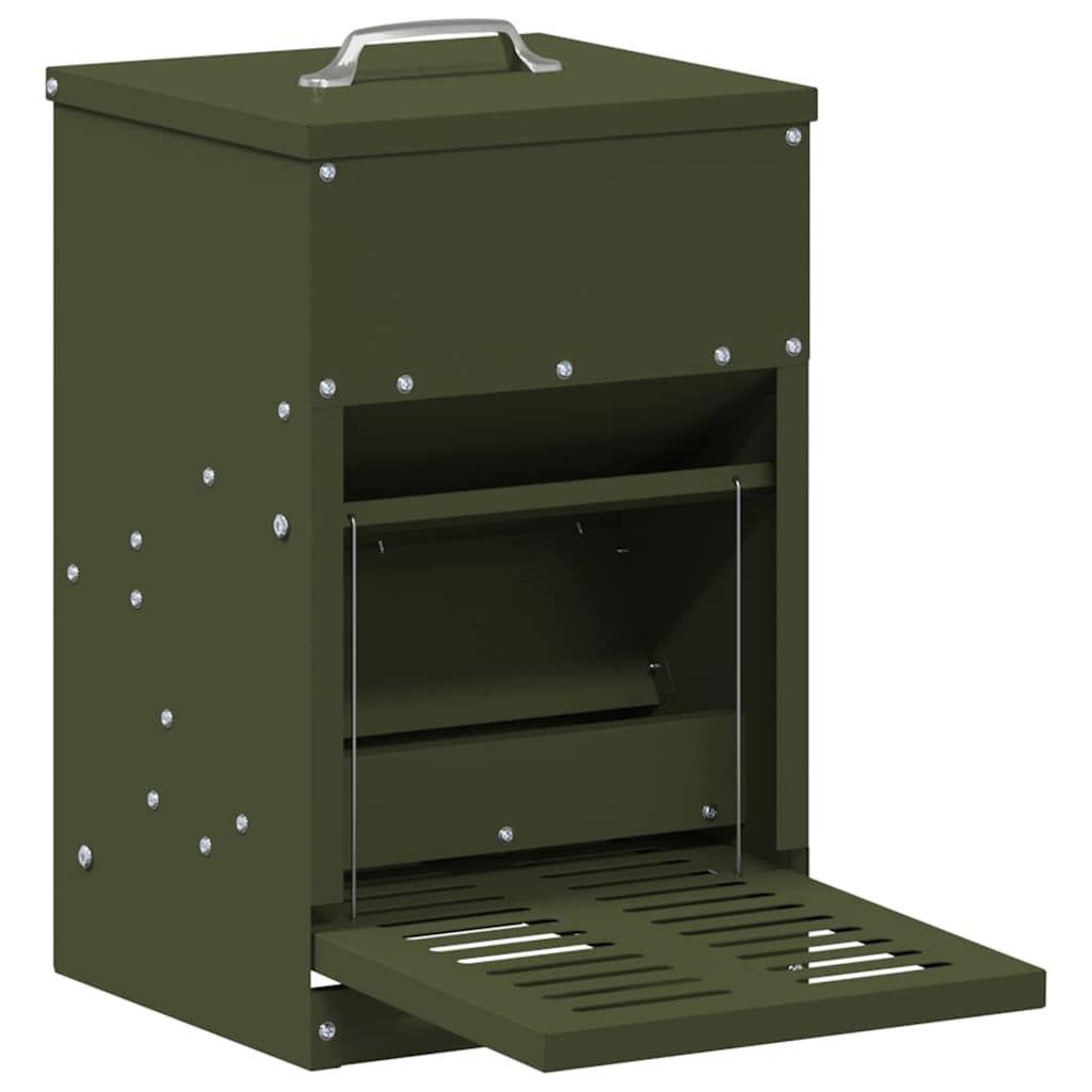 vidaXL Chicken Treadle Feeder Olive Green 25 x 42 x 40 cm 4 kg 2
