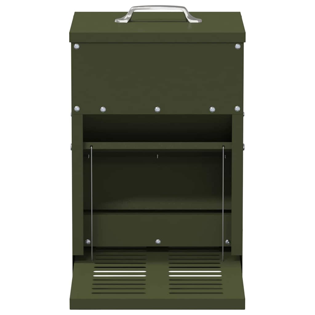 vidaXL Chicken Treadle Feeder Olive Green 25 x 42 x 40 cm 4 kg 4