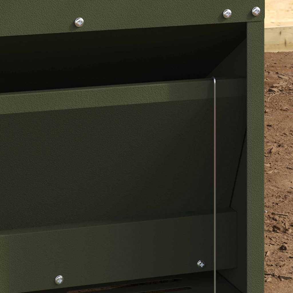 vidaXL Chicken Treadle Feeder Olive Green 33 x 42 x 40 cm 10 kg 3