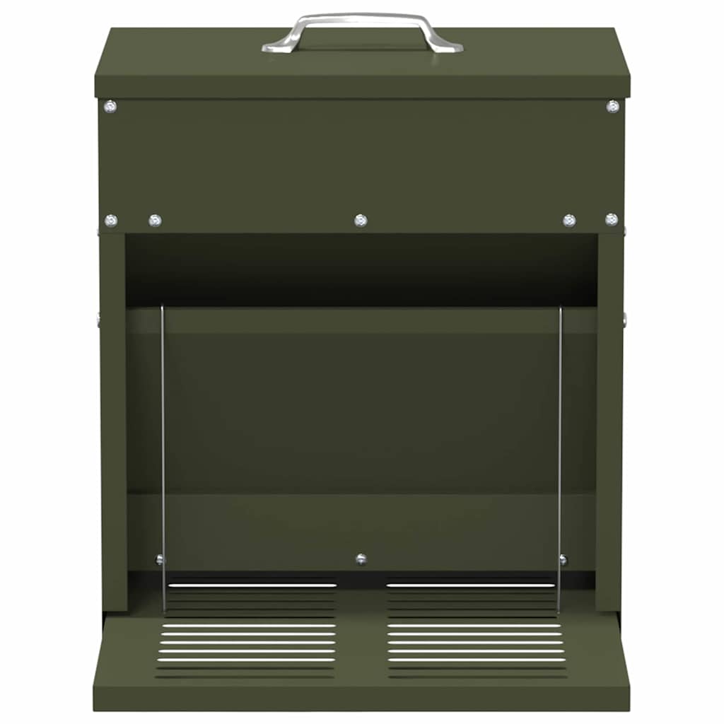vidaXL Chicken Treadle Feeder Olive Green 33 x 42 x 40 cm 10 kg 4