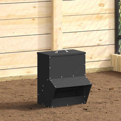 vidaXL Chicken Feeder Black 35 x 30.5 x 43.5 cm Cold-Rolled Steel 1