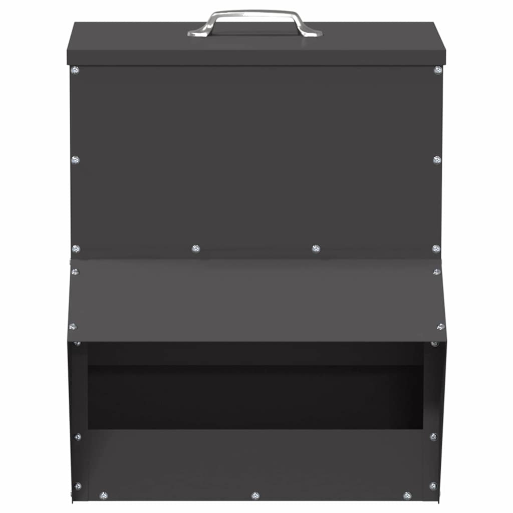 vidaXL Chicken Feeder Black 35 x 30.5 x 43.5 cm Cold-Rolled Steel 4