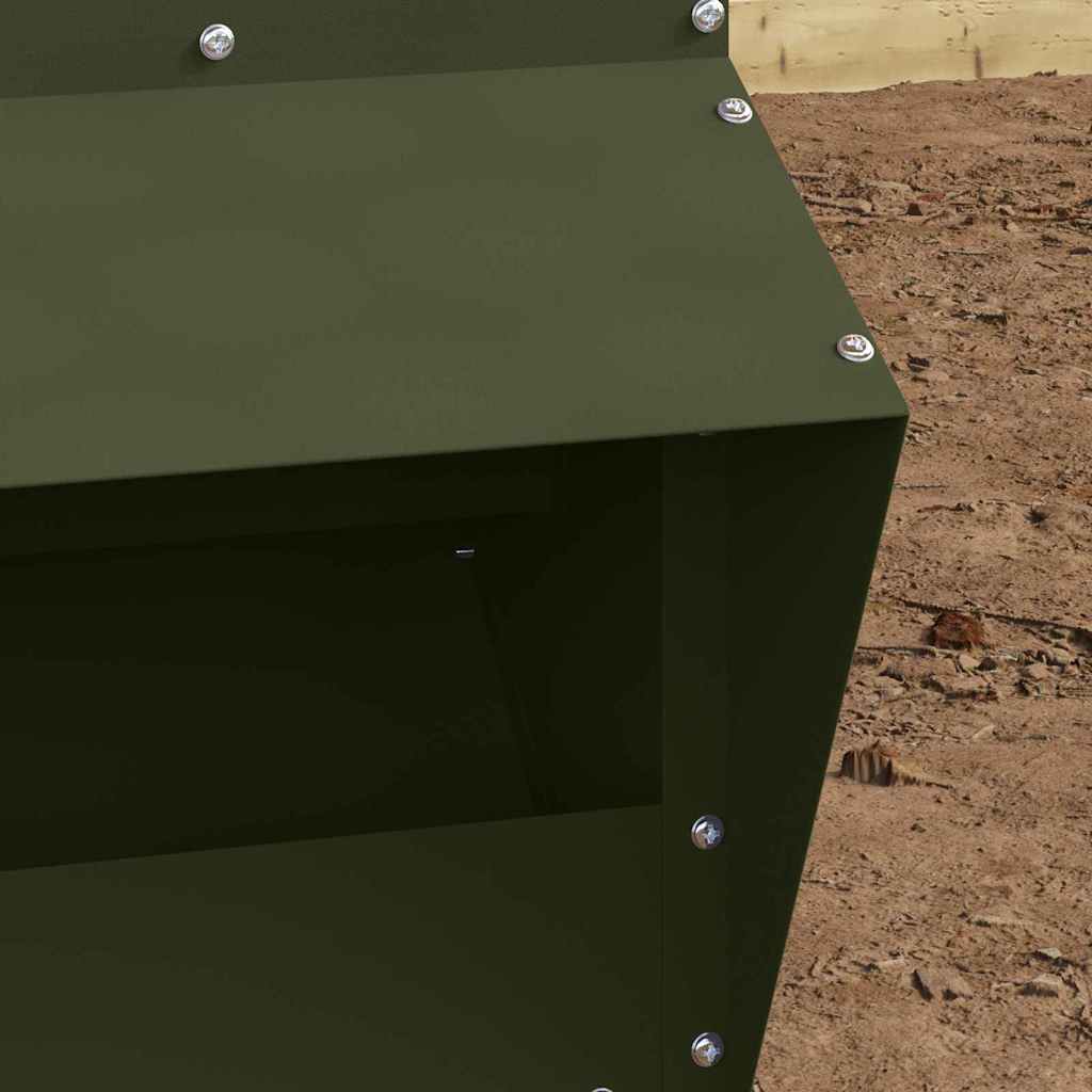 vidaXL Chicken Feeder Olive Green 35 x 30.5 x 43.5 cm 3